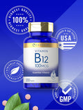 Carlyle Vitamin B12 100mcg | 200 Tablets | Essential Vitamin Supplement | Vegan Non-GMO and Gluten Formula