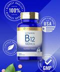 Carlyle Vitamin B12 100Mcg | 200 Tablets | Essential Vitamin Supplement | Vegan, Non-Gmo, And Gluten Free Formula