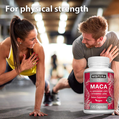 Maca Root Capsules 5000 Mg + L-Arginine, Vitamins B6 + B12, Opc And Zinc, Energy Boosting Formula For Men And Women, 120 Vegan Tablets With Organic Maca Peruana Extract