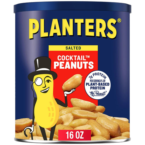 PLANTERS Lightly Salted Peanuts, Plant Based Protein Snacks, 16 Oz (1 Ct)