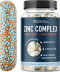 Zinc Supplement Microbeadlets For Immune & Acne Support Highly Absorbable Zinc Bisglycinate & Orotate With 2Mg Chelated Copper + Vitamin B6 Vegan, Gluten- 60 Capsules (2 Month Supply)