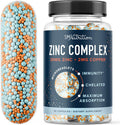 Zinc Supplement Microbeadlets For Immune & Acne Support Highly Absorbable Zinc Bisglycinate & Orotate With 2Mg Chelated Copper + Vitamin B6 Vegan, Gluten- 60 Capsules (2 Month Supply)