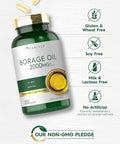 Carlyle Borage Oil Capsules | 2000mg | 200 Softgels | 320mg of GLA | Cold Pressed Seed Oil Supplement | Hexane | Non-GMO & Gluten