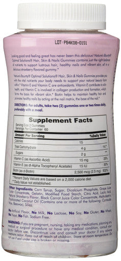 Nature's Bounty Optimal Solutions Hair Skin & Nails Gummies With Biotin