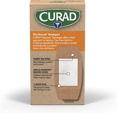 Curad Naturals ARM & Hammer Baking Soda Bandages 2" x 4" Individually Wrapped Sterile Bandage First Aid Kit Essential Protects Scrapes and Cuts Absorbent and Self-Adhesive 10-Count Box