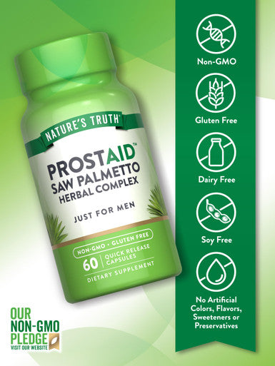 Nature's Truth Prostate Support Supplement for Men | with Saw Palmetto, Pygeum, Stinging Nettle | 60 Herbal Complex Capsules | Non-GMO & Gluten Free