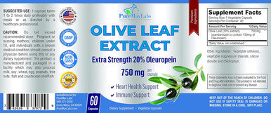 YUMMYVITE Premium Olive Leaf Extract - Extra Strength: 20% Oleuropein - 750Mg - Vegetarian - No Oil - Immune Support & Antioxidant Supplement, Non-Gmo - 60 Capsules