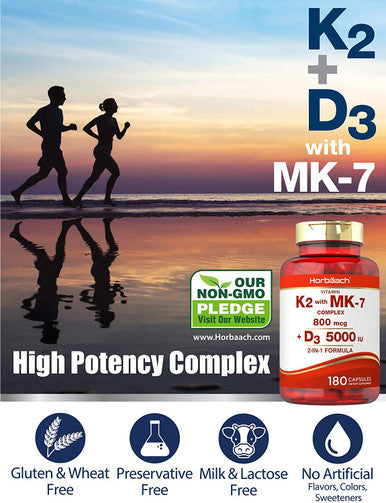 Calcium With Vitamin D3 | K2 D3 Vitamin Supplement | Bone And Joint Double Pack Bundle | By Horbaach