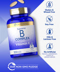 Carlyle Vitamin B Complex Plus Vitamin C | 300 Caplets | Vegetarian, Non-Gmo And Gluten Free Supplement