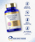 Citicoline Supplements 500Mg | 120 Capsules | Cdp Choline | Non-Gmo, Gluten Free | By Carlyle