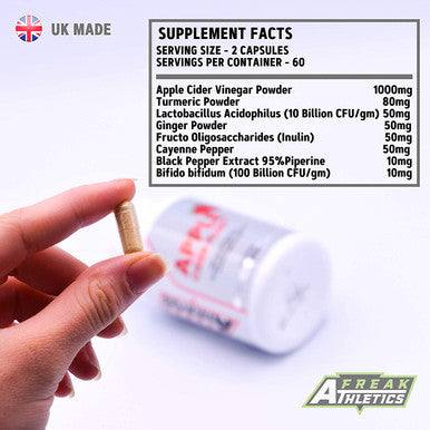 Apple Cider Vinegar Capsules - Apple Cider Vinegar Complex Boosted with Probiotics, Turmeric, Ginger, Inulin & Cayenne Pepper - Apple Cider Vinegar UK Made