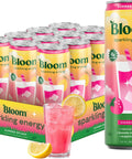 Bloom Nutrition Sparkling Energy Drink for Focus, Natural Caffeine, Zero Sugar, 180mg Caffeine, Antioxidant-Rich with Green Coffee Bean, Green Tea Extract, & Prebiotics, Raspberry Lemon 12oz 12 Pack