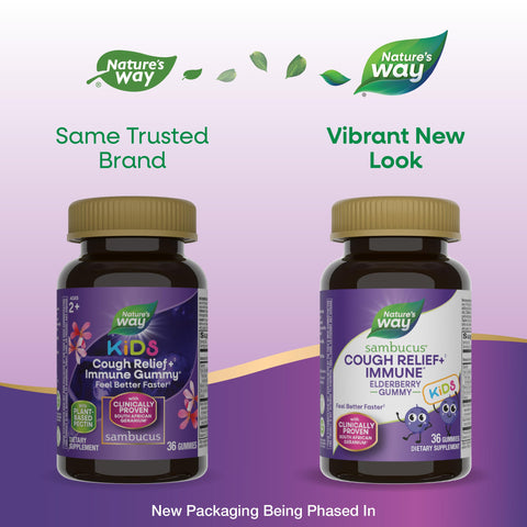 Nature'S Way Sambucus Kids Cough Relief (1) Immune Gummy Feel Better Faster(1) Clinically Proven South African Geranium With Elderberry Vitamin C & Zinc Gluten Free Vegetarian 36 Gummies