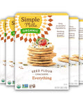 Simple Mills Organic Seed Crackers, Original, Gluten Free, Flax Seed, Sunflower Seeds, Corn Free, Low-Calorie Snacks, Plant Based, Nutrient Dense, 4.25oz, 3 Count