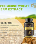 1000Mg Spermidine Supplements Fermented Wheat Germ Extract Capsule With 10Mg Higher Spermidine & Zinc For Antioxidant, Cell Renewal, Immune System And Increases Energy 60 Capsules (1 Bottle)