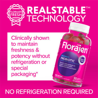 Florajen Women's Probiotic Gummies - Triple-Action Prebiotic + Probiotic + Cranberry for Digestive, Urinary, & Immune Support - Fast-Acting - Vegan & Gluten-Free - 40-Count