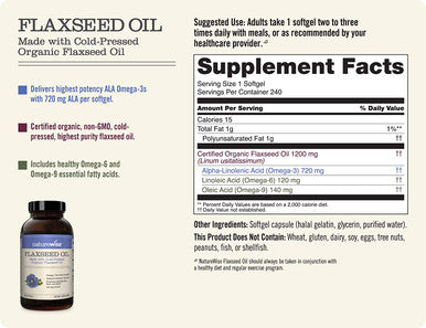 NatureWise Organic Flaxseed Oil Max 720mg ALA Highest Potency Flax Oil Omega 3 for Cardiovascular Brain Immune Support Healthy Hair Skin Nails Gluten Free NonGMO 4 Month 240 Softgels