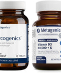 Metagenics Bundle - Glycogenics & D3 10000 + K - 60 Count of Glycogenics for Energy & Healthy Stress Response Support - 60 Softgels of D3 10000 + K for Immune Support Bone Health & Heart Health