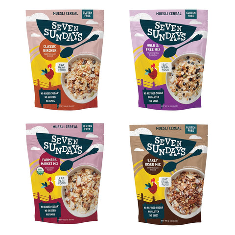 Seven Sundays Muesli Cereal, Wild and Free Blueberry Chia Buckwheat, 32 Oz Bag (Pack of 4), Gluten Free, 0g Refined Sugar, Enjoy Warm, Cool or as Overnight Oats