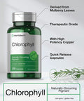 Chlorophyll Capsules | 200 Count | Non-GMO and Gluten Free Supplement | Naturally-Occurring Pigment | by Horbaach
