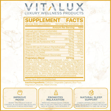 EPN Supplements Vitalux || #1 Rated Premium Cortisol Manager Supplement || Improve Mood, Relaxation, Induces Sleep | Ultra Dosed Formula W/ 27 Powerful Ingredients | 3Rd Party Tested, Vegan + Usa Made - 60 Capsules