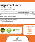 Aitnaturals Zinc Chelated (50mg) - 250 Tablets | Supports Immune System Antioxidant Health Restful Sleep Reduces Oxidative Stress Enhances Cognitive Function | Zinc for Overall Well-being