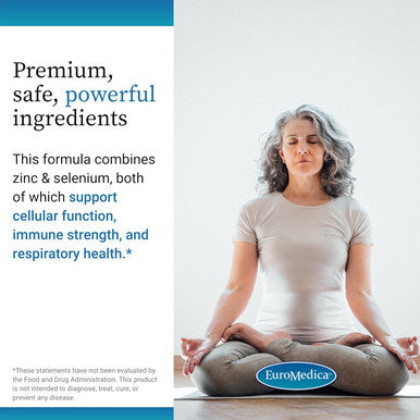 Euromedica Zinc Plus Selenium - 60 Capsules - Immune & Respiratory Support - Non-Gmo, Vegan - 60 Servings