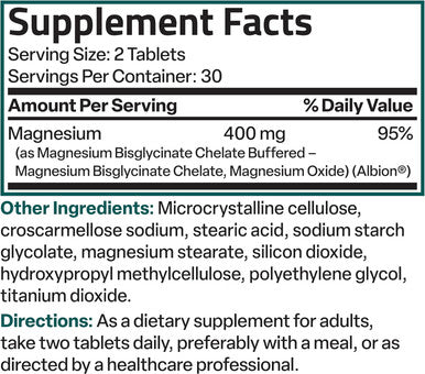 Bronson Magnesium Glycinate 400Mg Extra Strength, Vegetarian, Chelated For Absorption Gentle On The Stomach, Non-Gmo, 60 Tablets