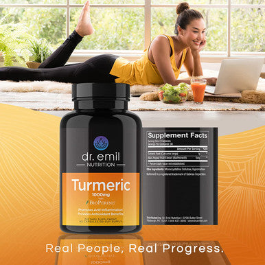 Dr. Emil Nutrition Turmeric Curcumin with Black Pepper Supplement Turmeric Capsules with BioPerine for Easy Absorption 1000mg Turmeric Supplement 60 Capsules