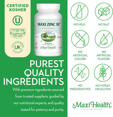 Zinc 30 - Zinc Vitamin With Enzymax For Enhanced Absorption - Highest Potency Immune Support - Glycinate Chelated Zinc Supplements For Adults - Zink Vitaminas - Kosher Made In Usa - 100 Count Capsules
