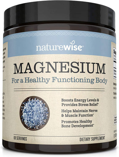 NatureWise Enhanced Collagen Peptides Magnesium Powder Bundle for Healthy Hair Skin Nails Joints Muscle Function Bone Density Sleep Support