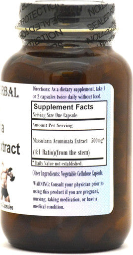 Barlowe's Herbal Elixirs Massularia Acuminata Extract 4:1-60 500mg VegiCaps - Stearate Free, Bottled in Glass!
