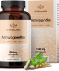 Herbamama Ashwagandha Capsules - 1500Mg Pure Ashwagandha Root Focus Supplement - Vegan Non-Gmo Mood & Calm Support Supplement For Adults 100 Caps