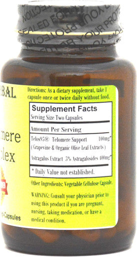 Telos95 Telomere Support Complex - Stearate Free, Bottled in Glass!