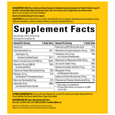 Nature Made Wellblends Immunemax Fizzy Drink Mix Vitamin C 1500Mg Zinc 15 Mg Vitamin D3 1000 Iu (25 Mcg) Plus B Vitamins And Electrolytes Hydration Blend 30 Stick Packs