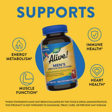 Natures Way Alive Mens 50+ Complete Multivitamin High Potency B-Vitamins 50 Tablets