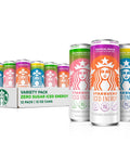 Starbucks Iced Energy Drink, 3 Flavor Variety Pack (Tropical Peach, Watermelon Splash, Blueberry Lemonade), Zero Sugar Energy Drink, Plant Based Caffeine, Hydration, Mental Clarity, 12x12 Fl Oz Cans