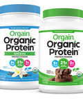 Orgain Organic Plant Based Protein Greens Powder Vanilla Bean 1.94 Pound Organic Plant Based Protein Powder Creamy Chocolate Fudge Vegan Low Net Carbs Non Dairy 2.03 Pound