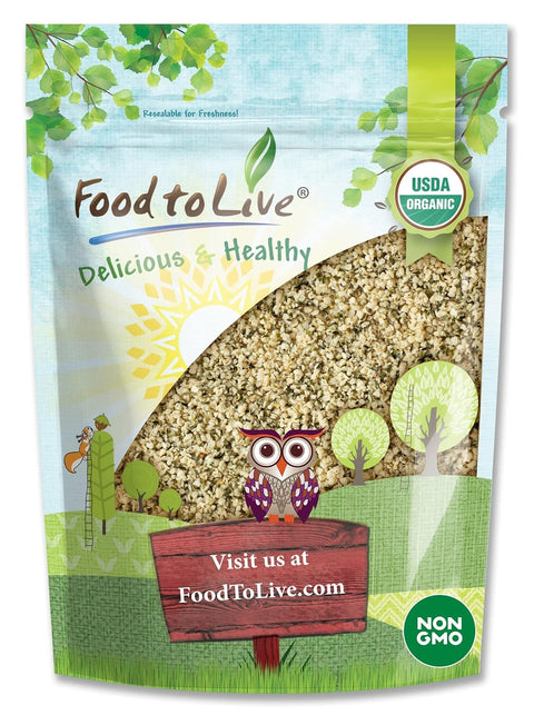 Food to Live Organic Hemp Seeds, 4 Pounds Ã¢â‚¬â€œ Non-GMO Raw Hearts, Hulled, Shelled, Kosher, Vegan, Bulk, Low Carb, Low Sodium, Good Source of Protein & Iron, Great for Oatmeal, Product of China