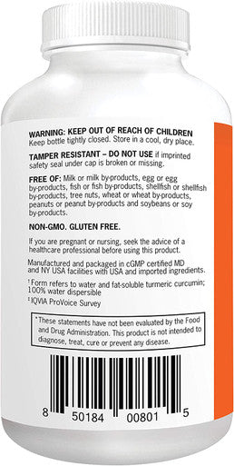 Turmeric Curcumin Softgels Qunol with Ultra High Absorption 1000mg Joint Support Dietary Supplement Extra Strength 60 Count