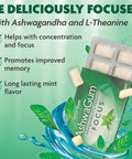 Ashwagum Focus Gum By Bettergum, High Potency Brain Supplement With Ksm 66 Ashwagandha And L Theanine, Supports Concentration And Memory, Alternative To Gummies, Sugar-Free, 10 Pieces - 6 Pack