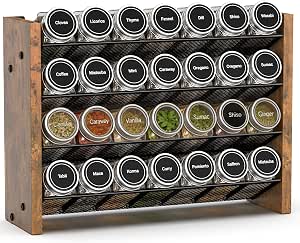 LAMU 10'' Wood Lazy Susan Spice Rack Organizer, 2 Tier Spice Organization for Cabinet, Countertop, Kitchen, Table Top, Pantry, Condiment and Seasoning Rack Organizer
