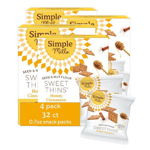 Simple Mills Snack Packs Honey Cinnamon Seed & Nut Flour Sweet Thins, Paleo Friendly & Delicious Sweet Thin Cookies, Good for Snacks, Nutrient Dense, 8 Pack (6.5 oz Pack of 1)