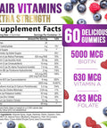 Hair Growth Supplement Gummy For Stronger, Radiant Hair, Skin & Nails - Hair Vitamins With Biotin 5000 Mcg And Vitamin E & C, Nature'S Extra Strength Hair Vitamins For Women & Men - 60 Gummies