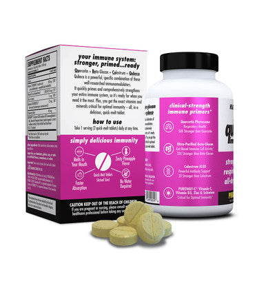 Health Direct, 7 in 1 Immune Support for Kids and Adults, Qubeco- Powerful Defense Blend of PUREWAY Vitamin C, D, Colostrum, Quercetin, Beta Glucan, Zinc, Selenium, 112 Vegetarian Tablets, Gluten Free