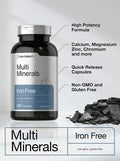 Multi Minerals Supplement | 250 Capsules | Iron Free | Non-GMO, Gluten Free | Complex for Women and Men | by Horbaach