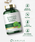 Carlyle Ginkgo Biloba Pills | 6000Mg | 200 Capsules | Maximum Strength | Non-Gmo, Gluten Free Supplement