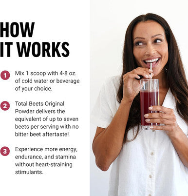 Force Factor Total Beets Drink Mix Superfood Powder with Nitrates to Support Circulation Blood Flow Nitric Oxide Energy Endurance and Stamina Cardiovascular Heart Health Supplement 30 Servings