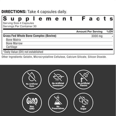 Force Factor Primal Origins Beef Bone and Marrow Cartilage Supplement Made with Pasture-Raised Grass Fed Zealand Beef Hormone Non-GMO 120 Capsules