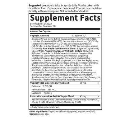 Garden of Life Raw Probiotics Vaginal Care Shelf Stable - 50 Billion Cfu d Through Expiration Acidophilus - Once Daily - Certified Gluten Free - No Refrigeration - 30 Vegetarian Capsules